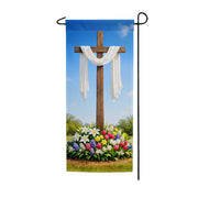 America Forever Easter Cross & Spring Flowers Garden Banner Flag