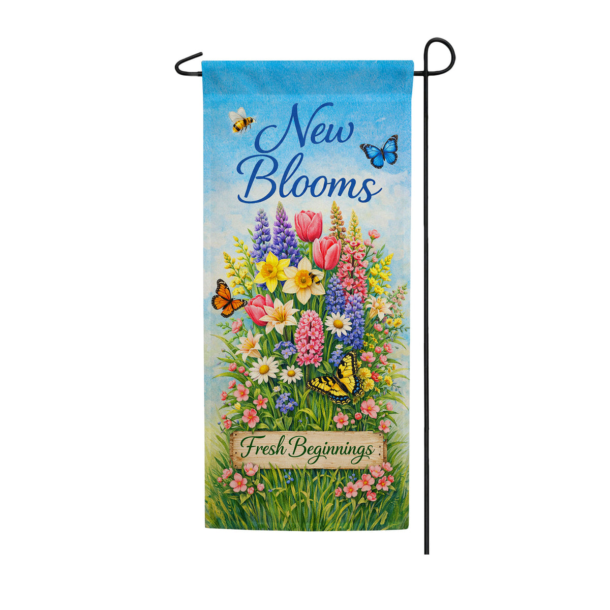 New Blooms Double Sided Banner Garden Flag 12.5" x 28"