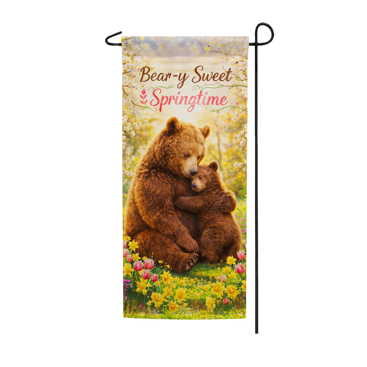 Bear-y Sweet Springtime Double Sided Banner Garden Flag 12.5" x 28"
