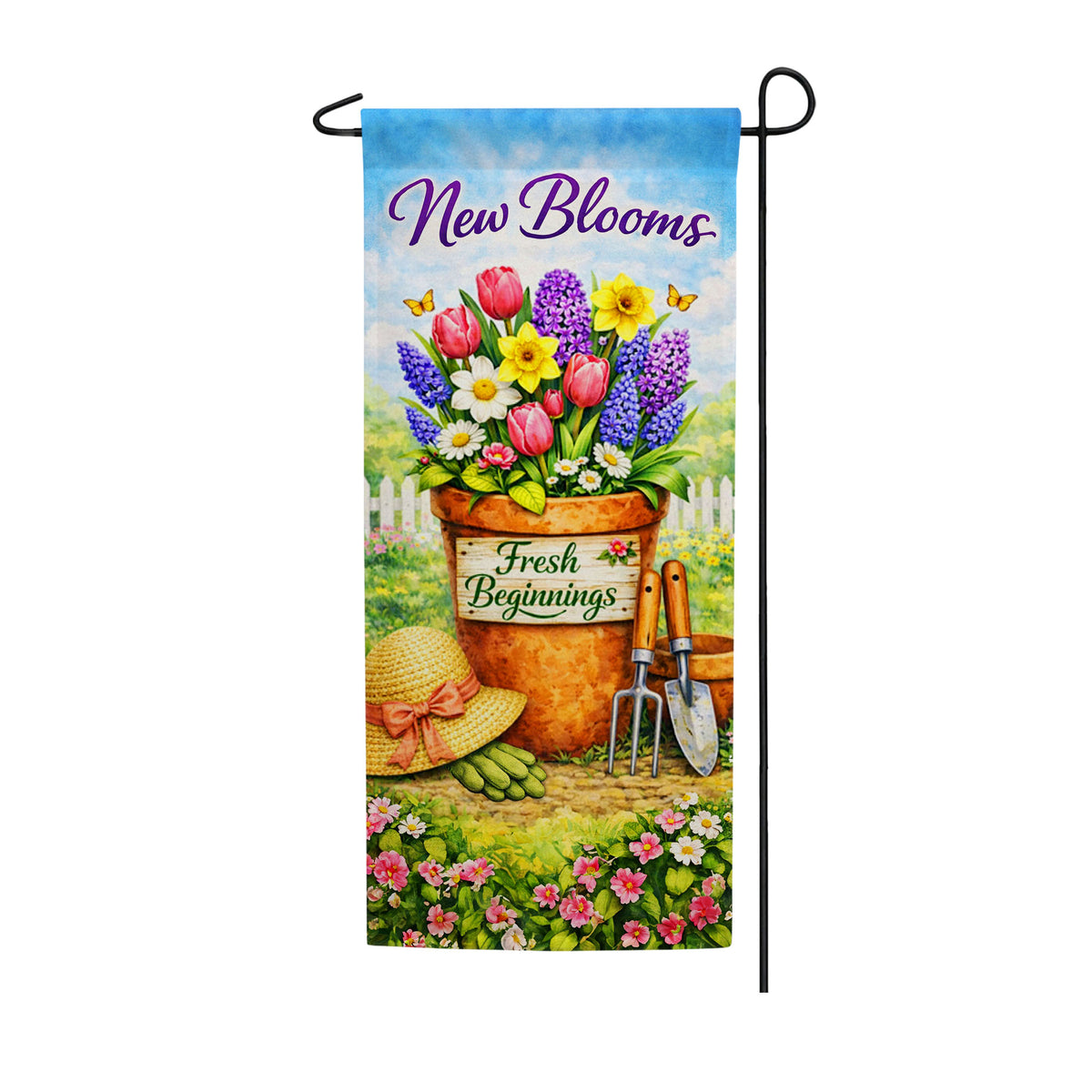 Fresh Beginnings Double Sided Banner Garden Flag 12.5" x 28"