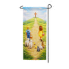 Easter Children Walking to Cross Banner Garden Flag