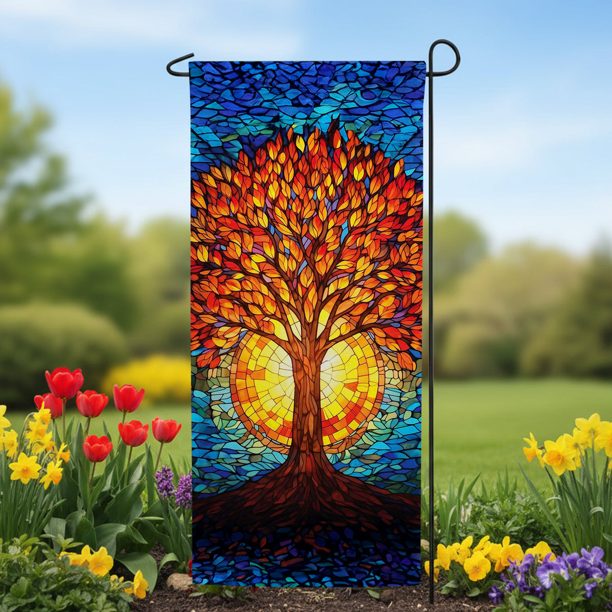America Forever Autumn Tree Blaze Garden Banner Flag