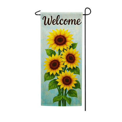America Forever Welcome Sunflower Blooms Garden Banner Flag