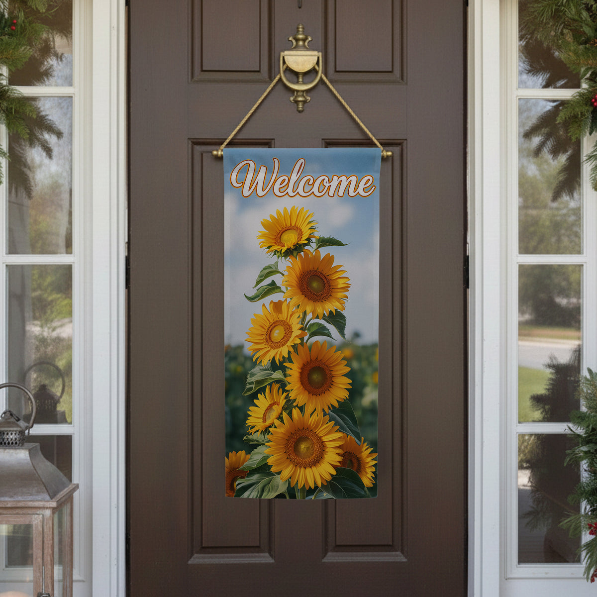 America Forever Welcome Golden Sunflower Cascade Garden Banner Flag