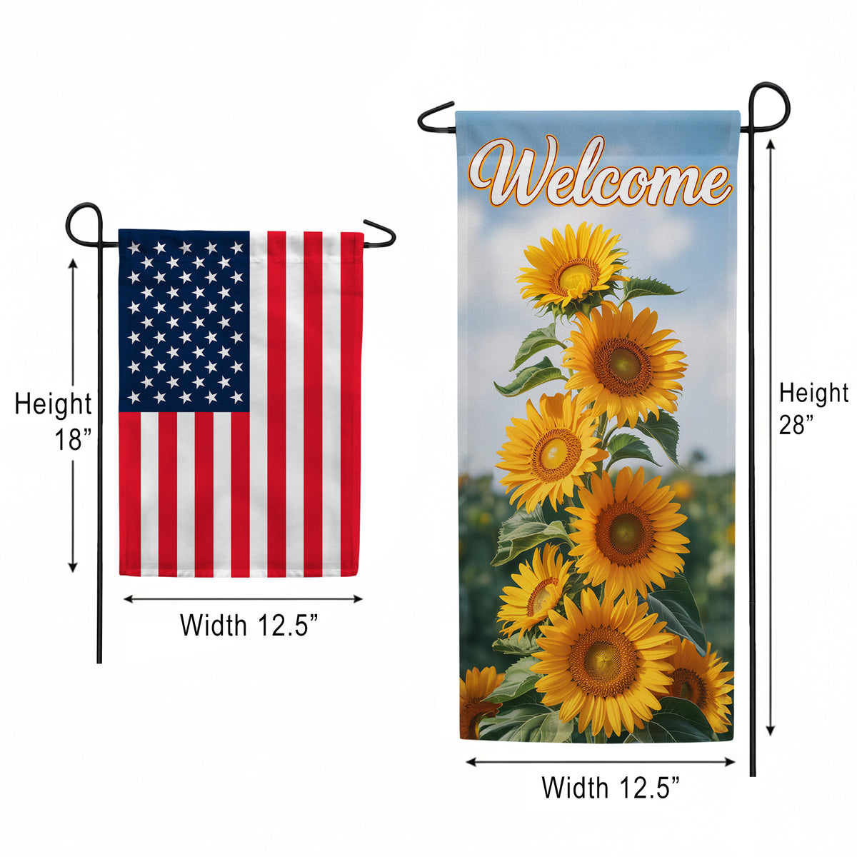 America Forever Welcome Golden Sunflower Cascade Garden Banner Flag