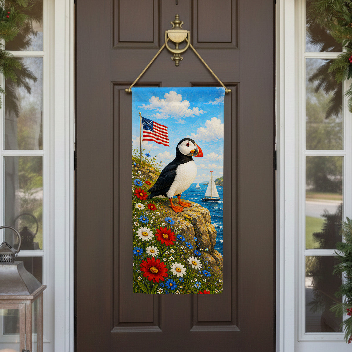 America Forever Patriotic Puffin Coastal Garden Banner Flag