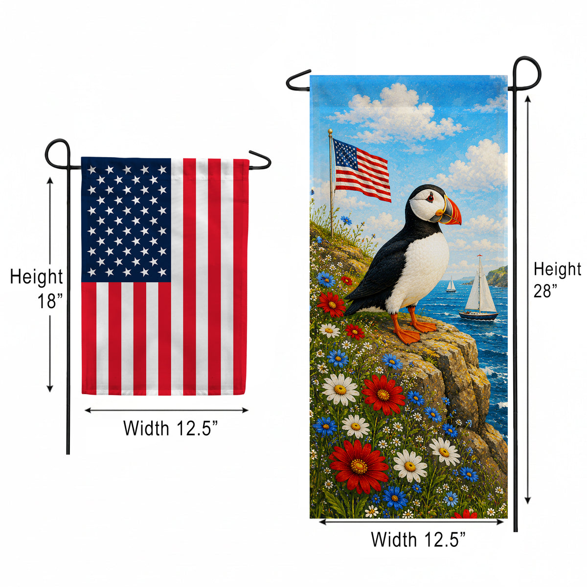 America Forever Patriotic Puffin Coastal Garden Banner Flag