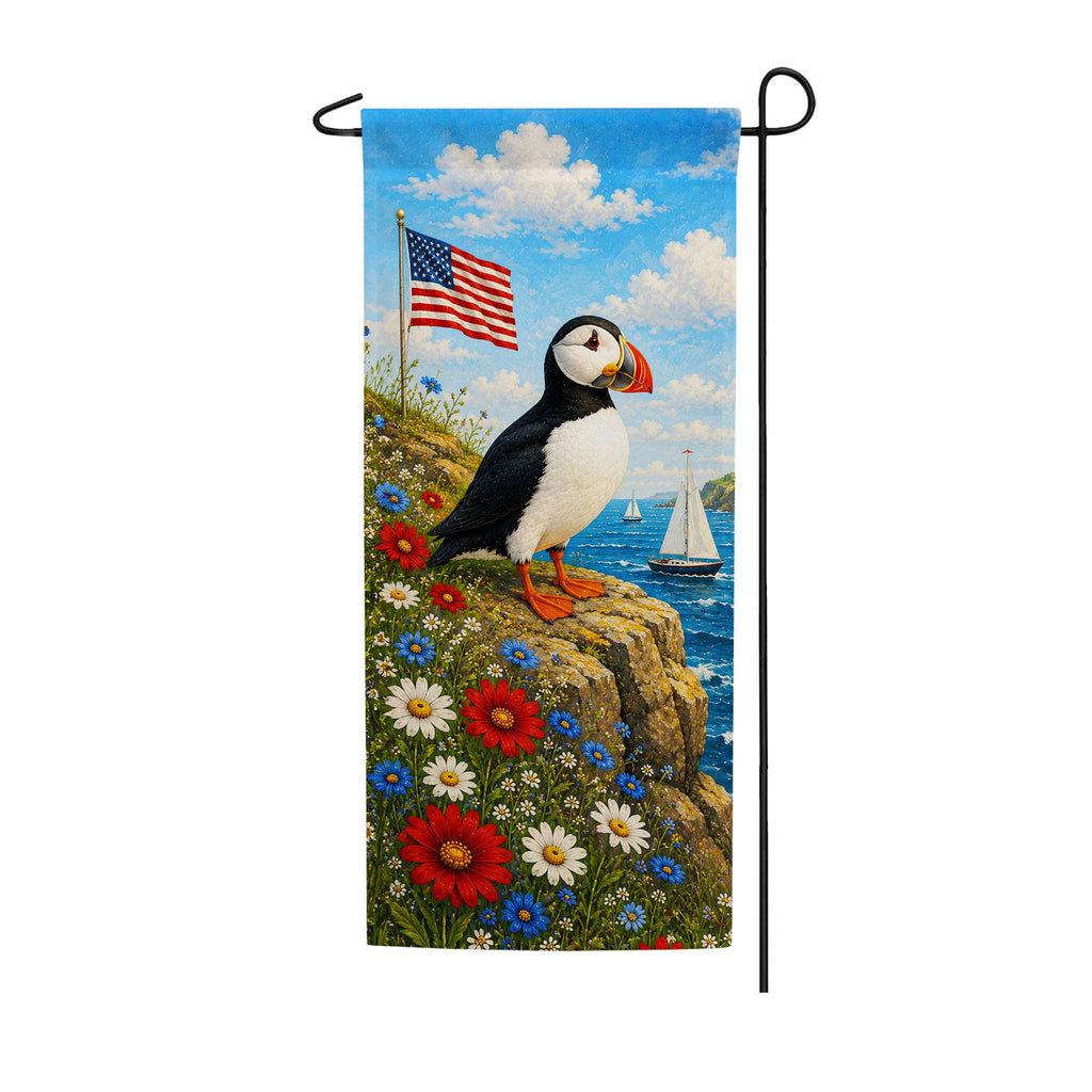 America Forever Patriotic Puffin Coastal Garden Banner Flag