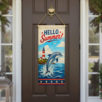 America Forever Hello Summer Dolphin Lighthouse Garden Banner Flag