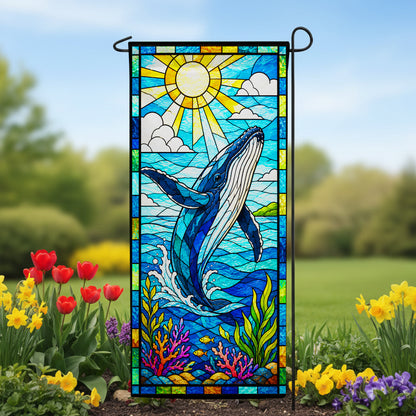 America Forever Stained Glass Humpback Whale Garden Banner Flag