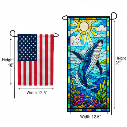 America Forever Stained Glass Humpback Whale Garden Banner Flag