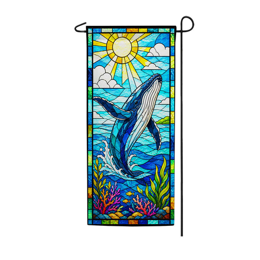 America Forever Stained Glass Humpback Whale Garden Banner Flag