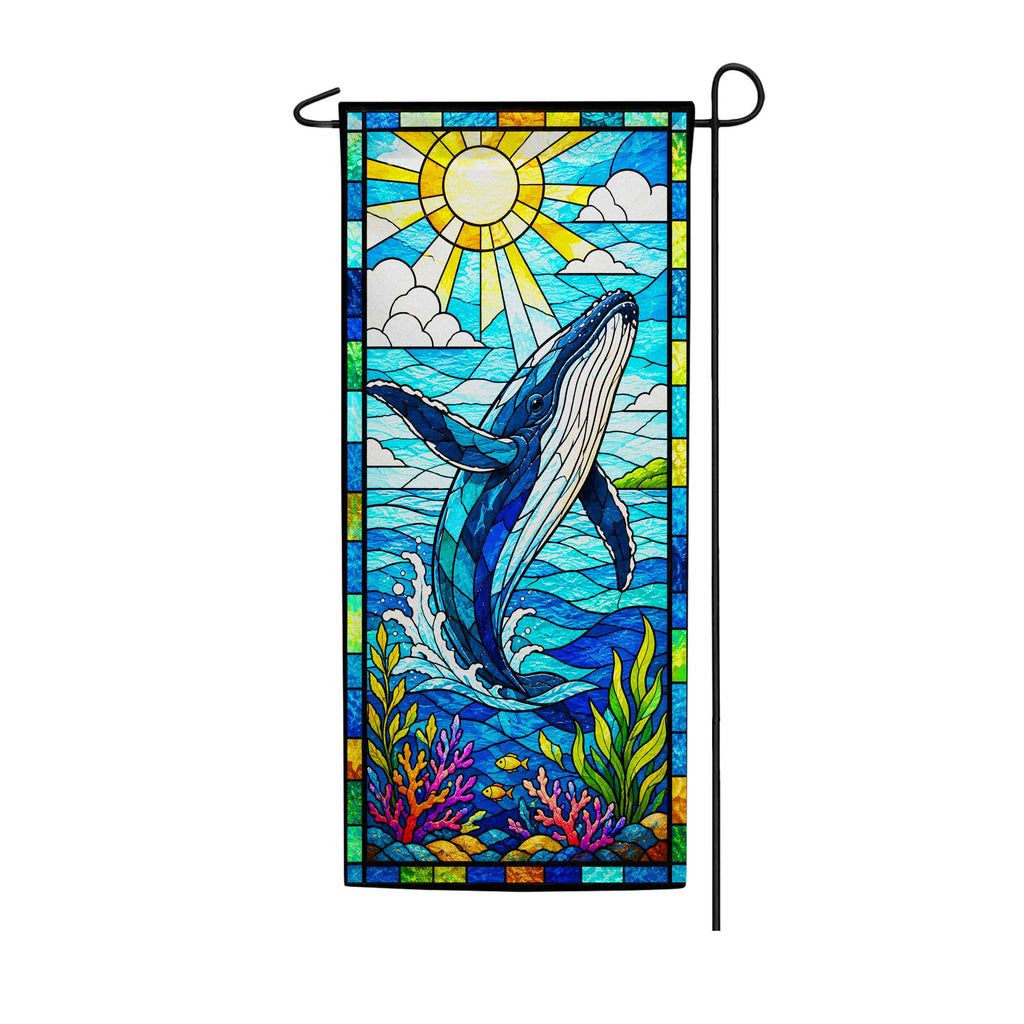 America Forever Stained Glass Humpback Whale Garden Banner Flag
