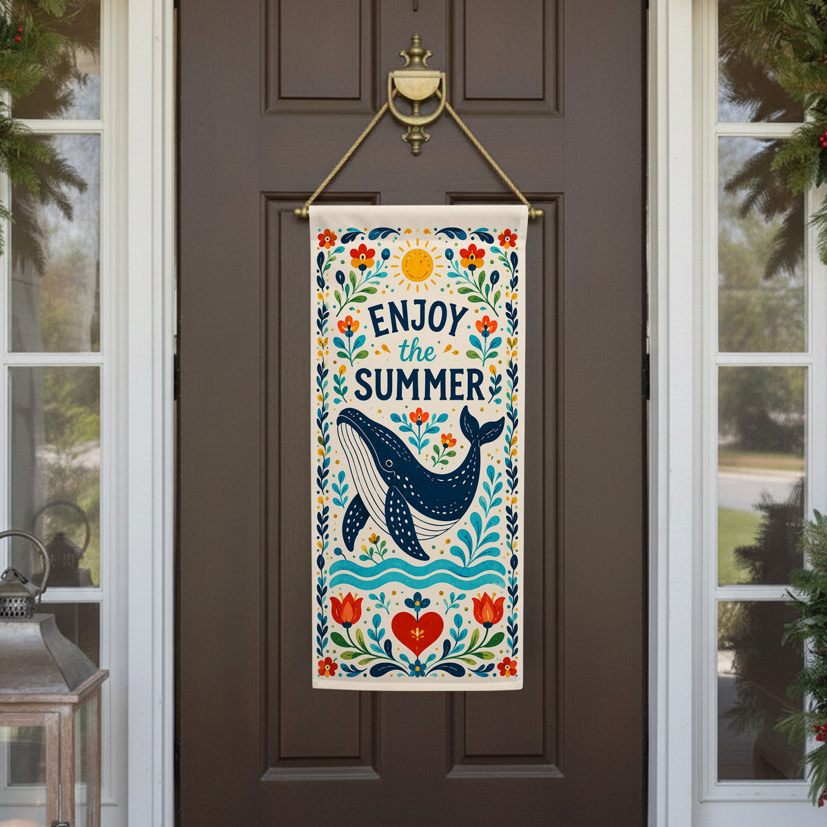 America Forever Summer Whale Folk Art Garden Banner Flag