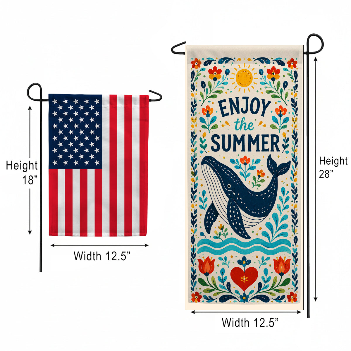 America Forever Summer Whale Folk Art Garden Banner Flag