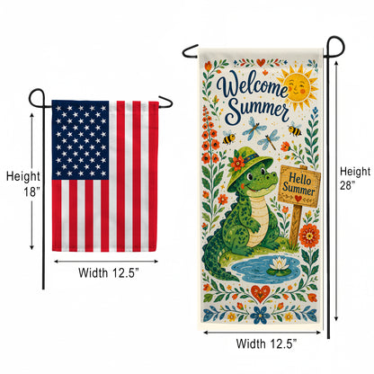 America Forever Welcome Summer Alligator Garden Banner Flag