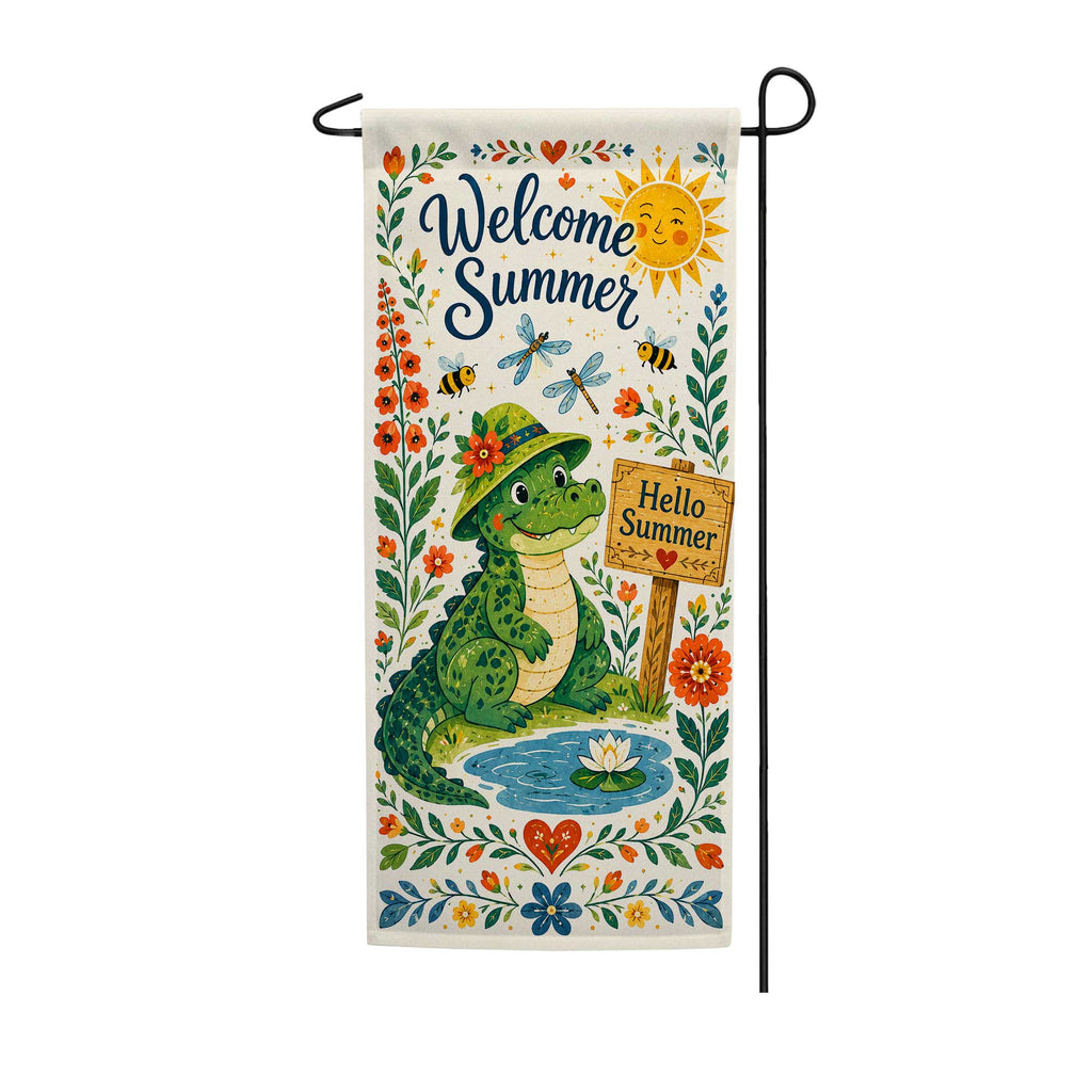 America ForeverWelcome Summer Alligator Garden Banner Flag