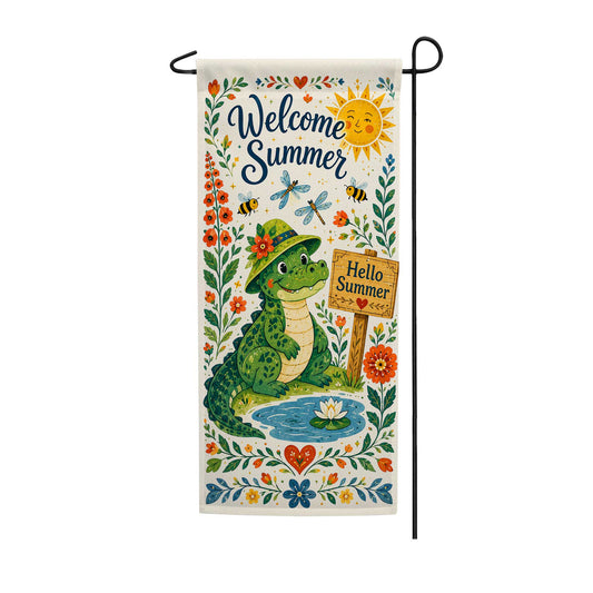 America ForeverWelcome Summer Alligator Garden Banner Flag