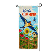 America Forever Hello Summer Swallows and Sunflowers Garden Banner Flag
