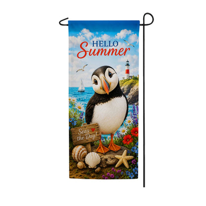 America Forever Hello Summer Puffin Coastal Garden Banner Flag