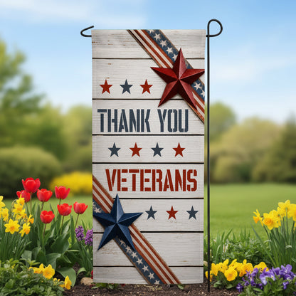 America Forever Thank You Veterans Garden Banner Flag