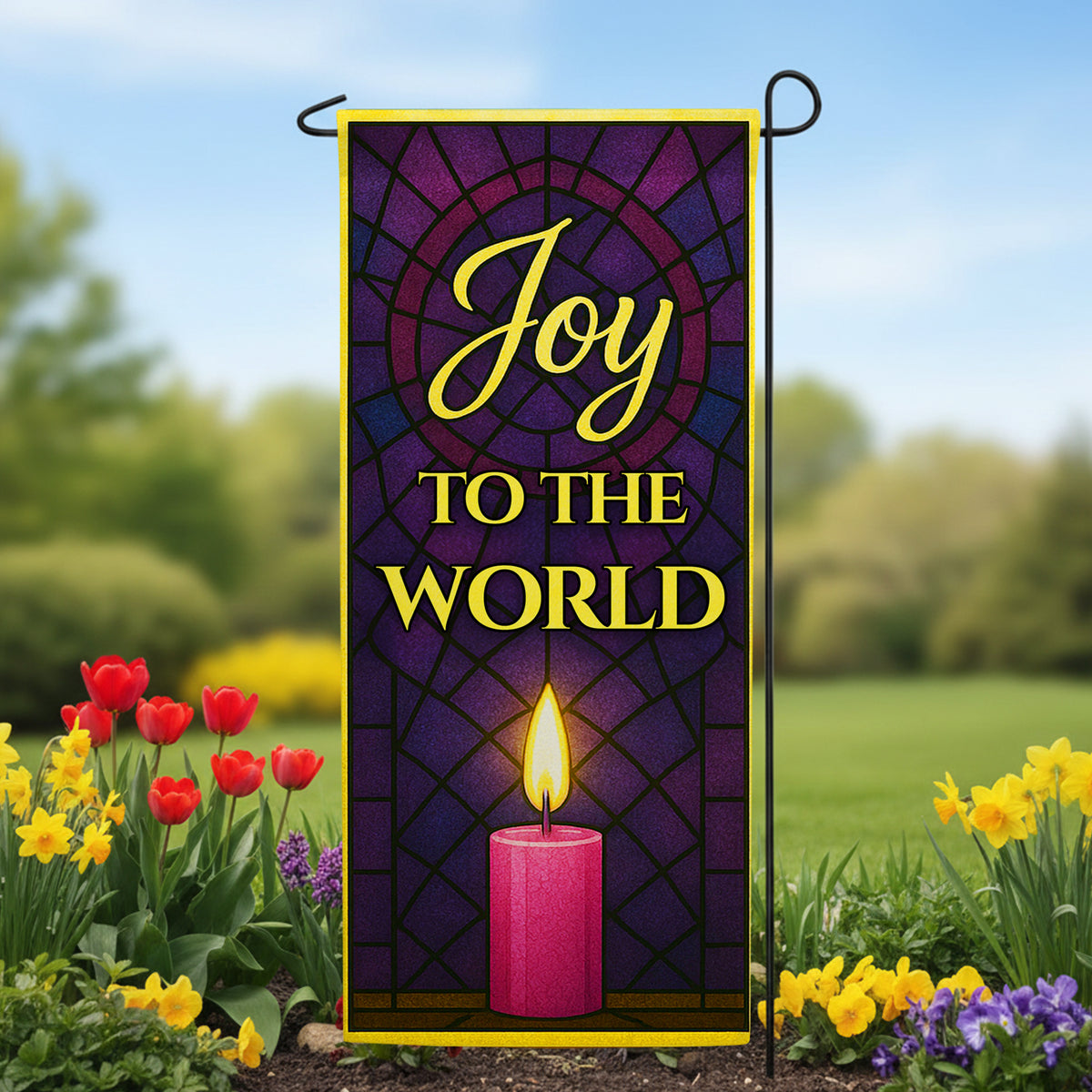 America Forever Joy to the World Stained Glass Garden Banner Flag