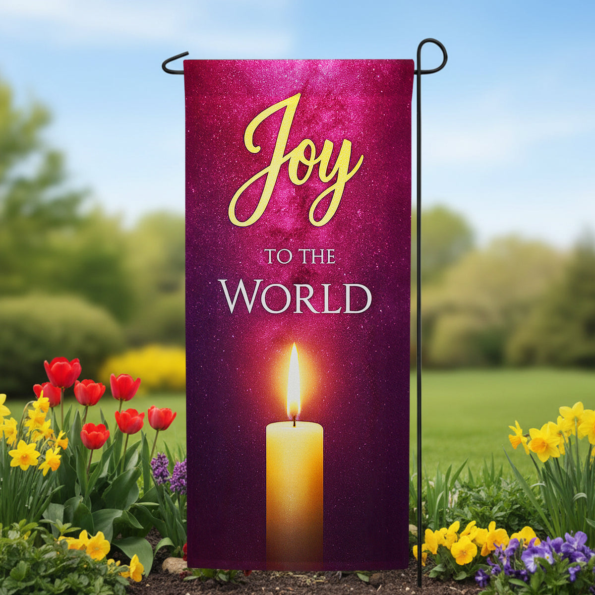 America ForeverJoy to the World Candlelight Garden Banner Flag