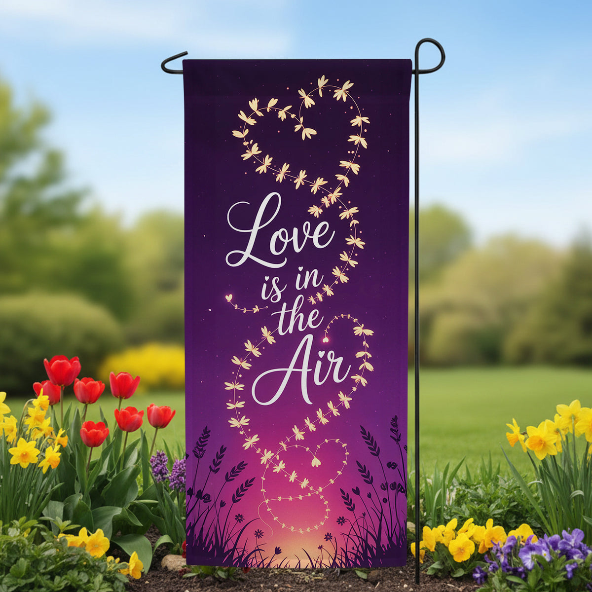 America ForeverLove is in the Air Wildflowers Garden Banner Flag