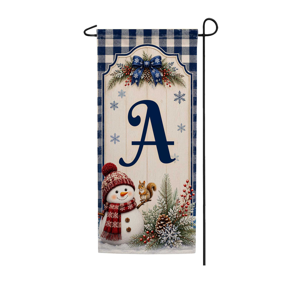America Forever Winter Snowman Monogram Banner Flag