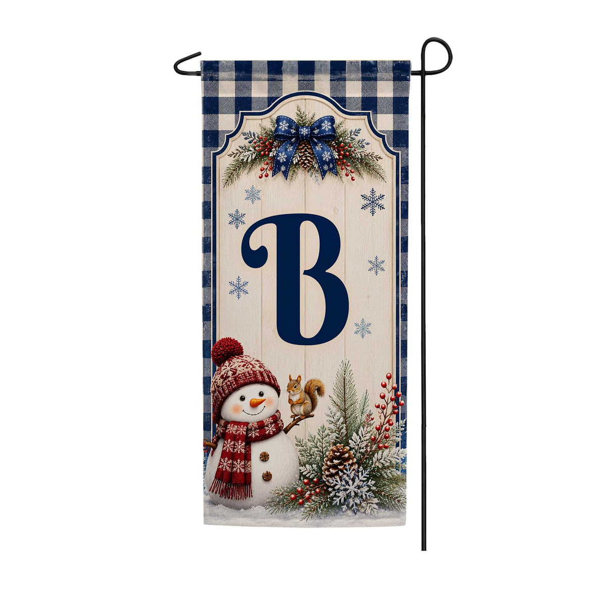 America Forever Winter Snowman Monogram Banner Flag