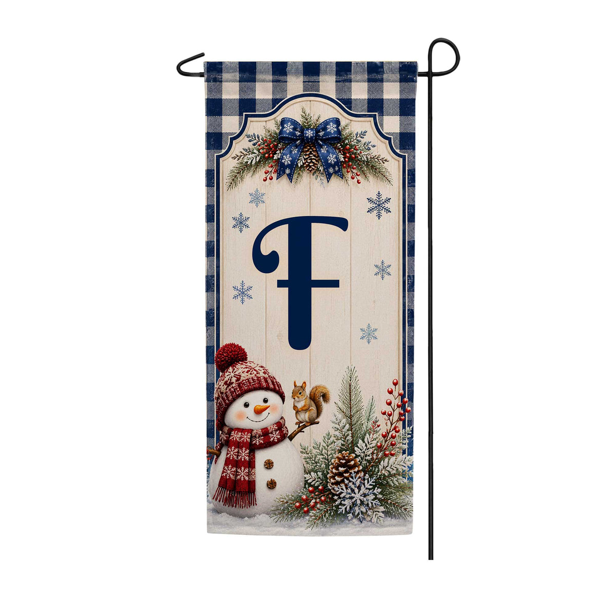 America Forever Winter Snowman Monogram Banner Flag