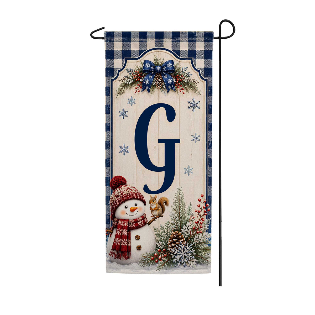 America Forever Winter Snowman Monogram Banner Flag