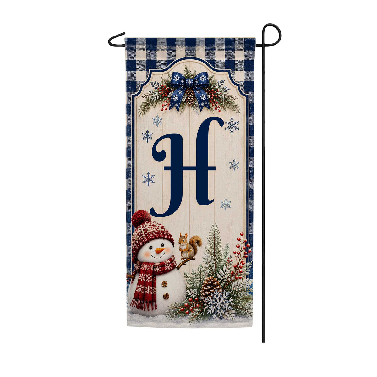 America Forever Winter Snowman Monogram Banner Flag