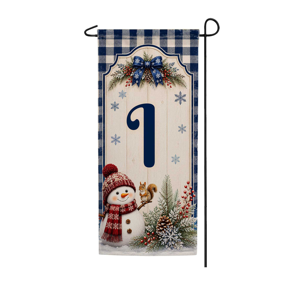 America Forever Winter Snowman Monogram Banner Flag