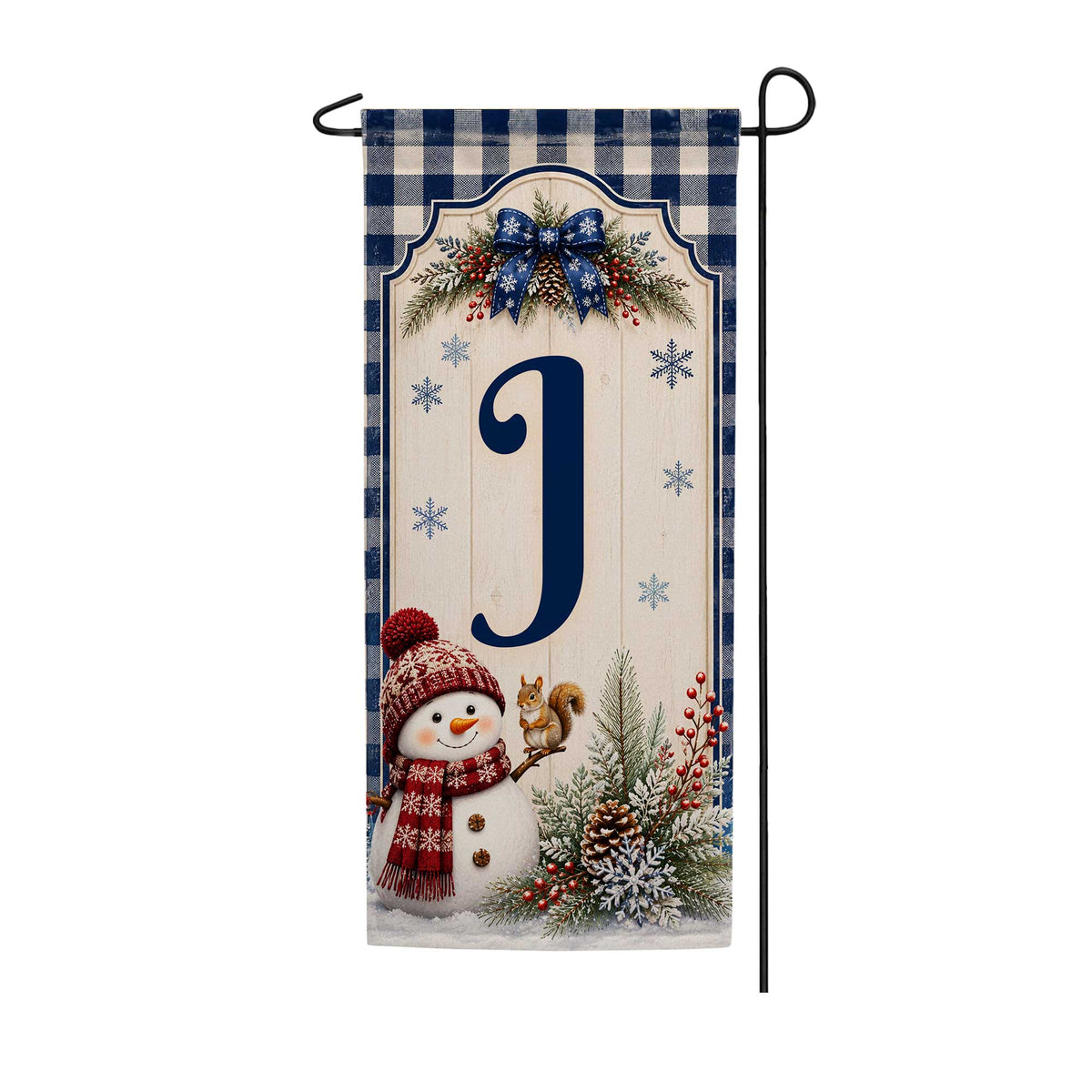 America Forever Winter Snowman Monogram Banner Flag