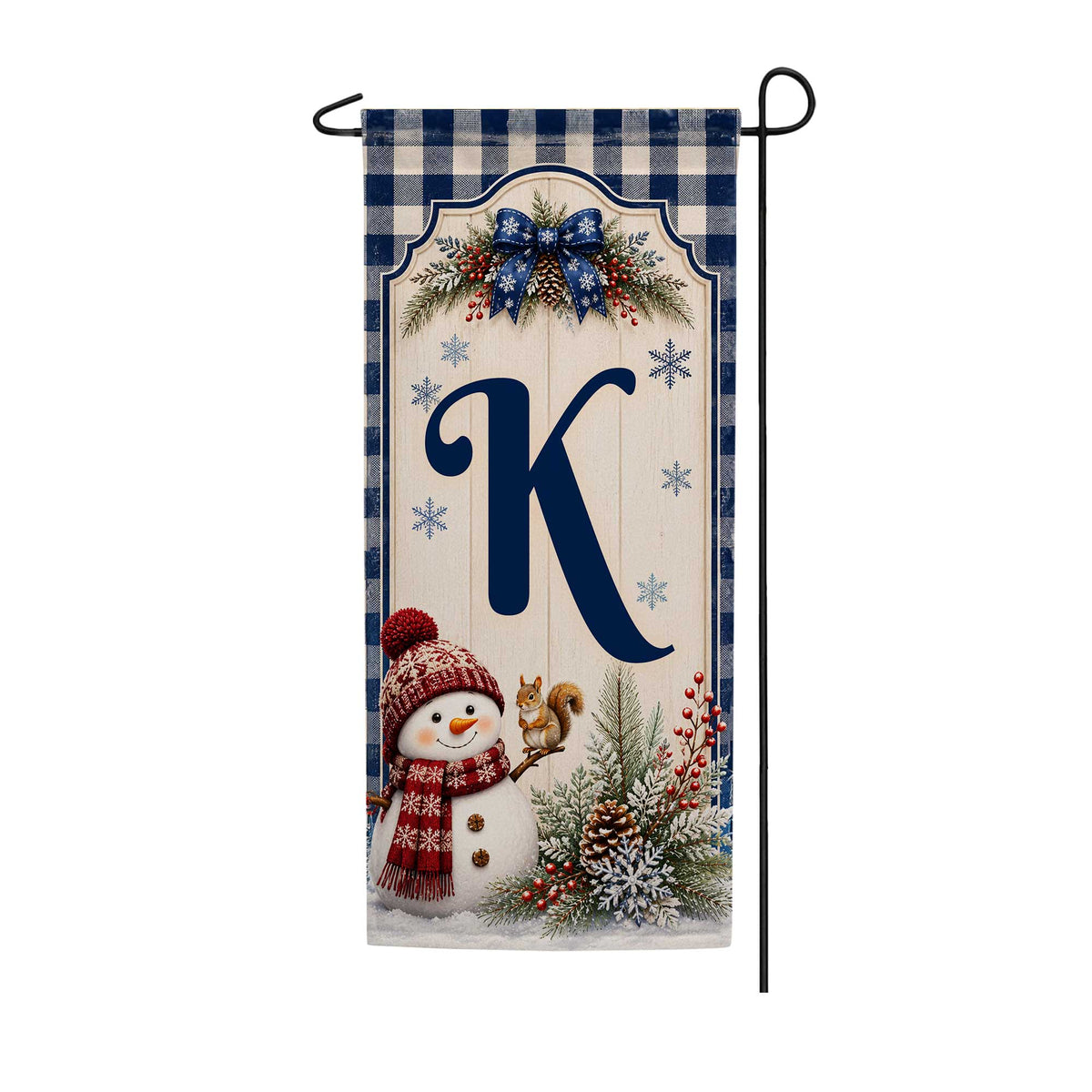America Forever Winter Snowman Monogram Banner Flag