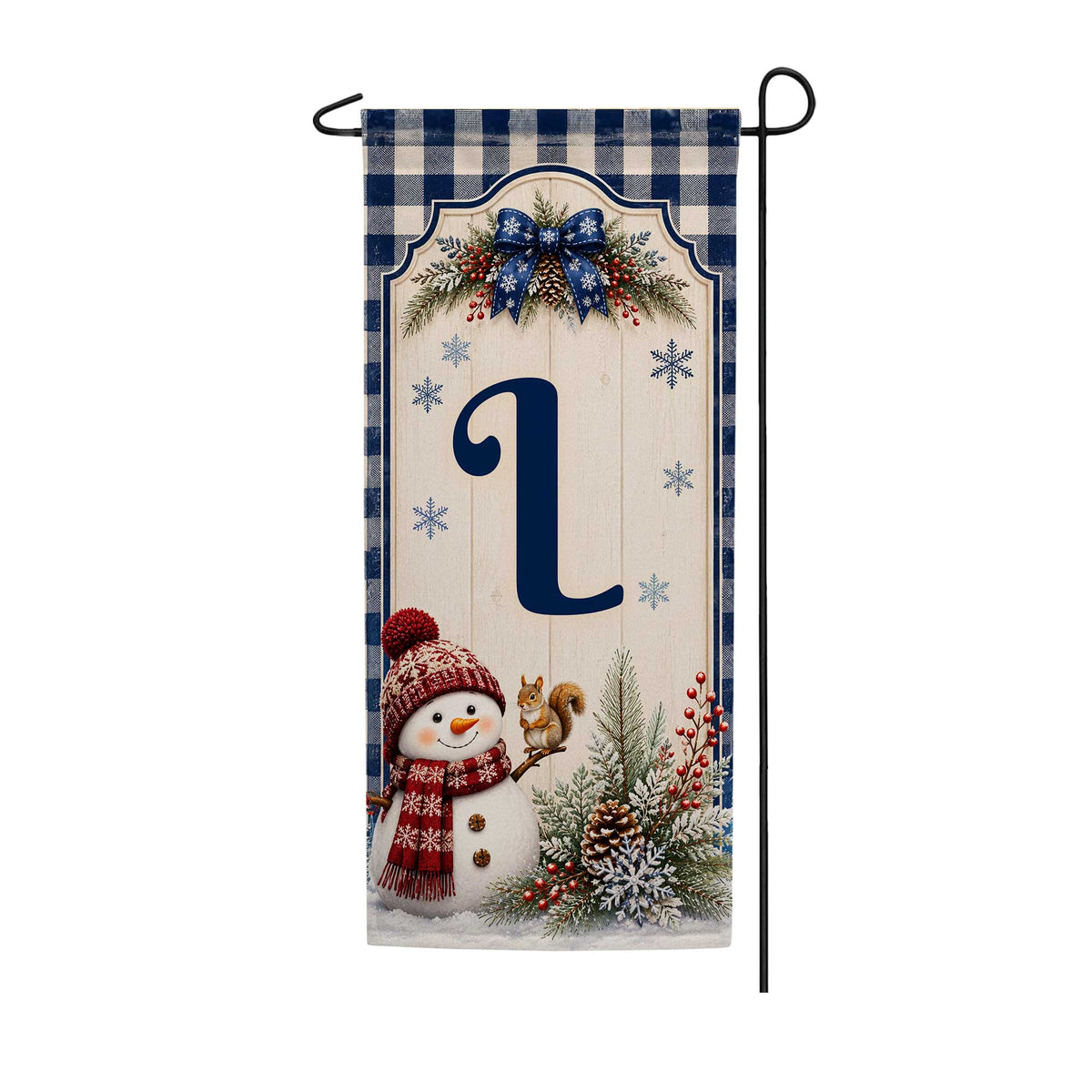 America Forever Winter Snowman Monogram Banner Flag