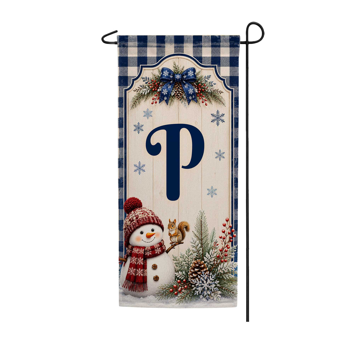 America Forever Winter Snowman Monogram Banner Flag