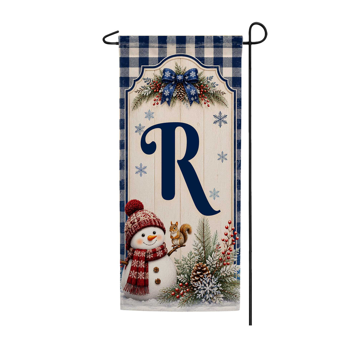 America Forever Winter Snowman Monogram Banner Flag