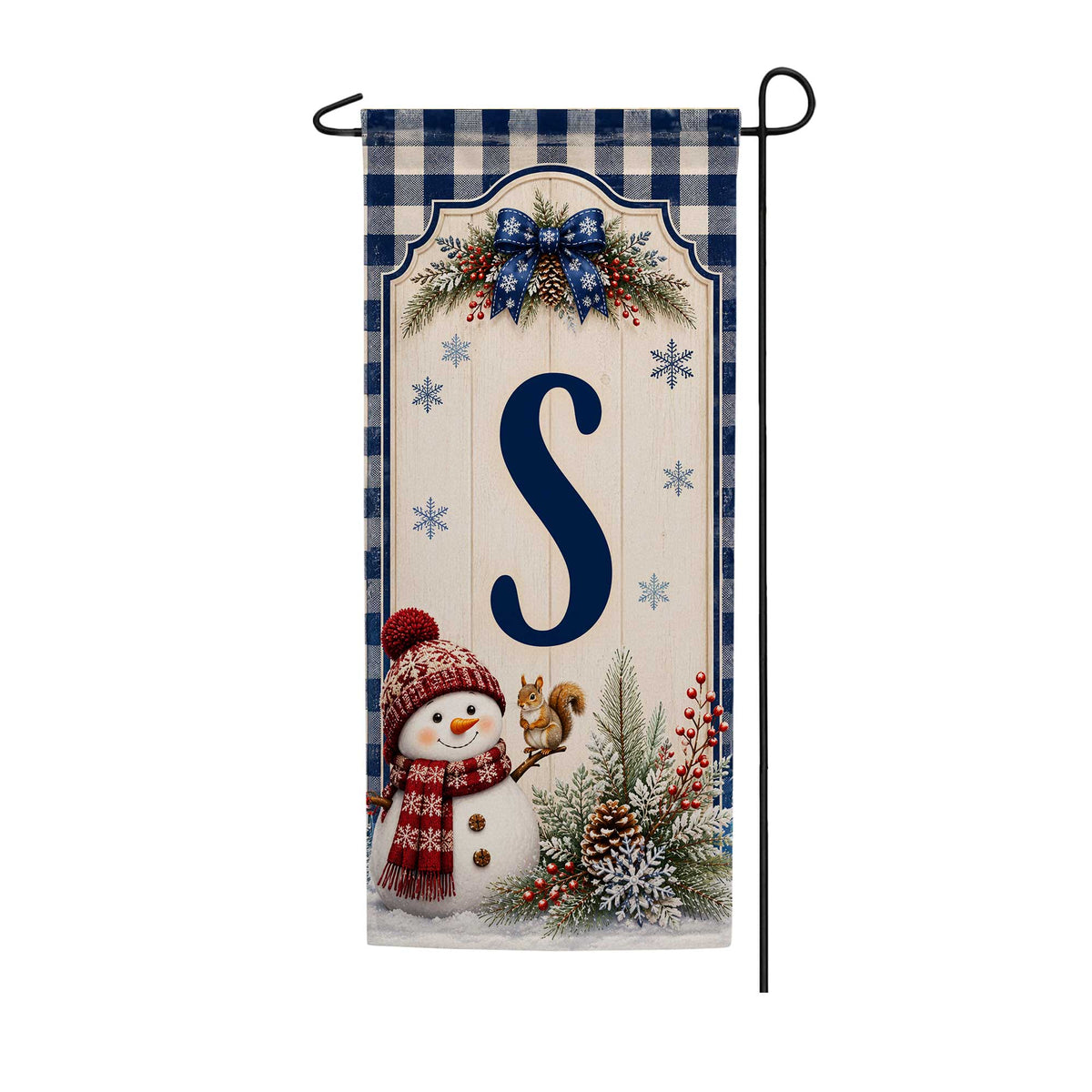 America Forever Winter Snowman Monogram Banner Flag