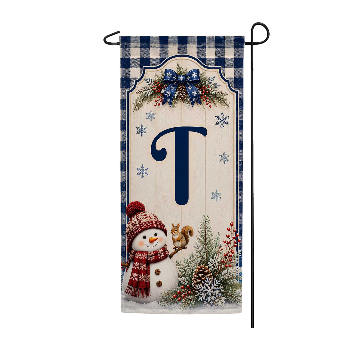 America Forever Winter Snowman Monogram Banner Flag