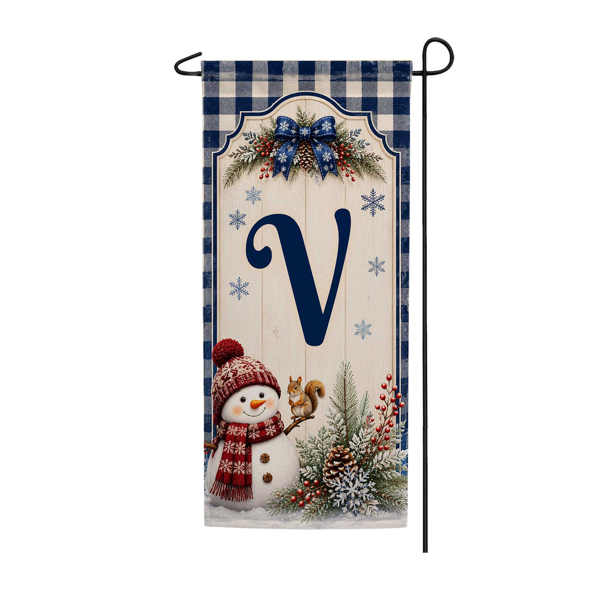 America Forever Winter Snowman Monogram Banner Flag