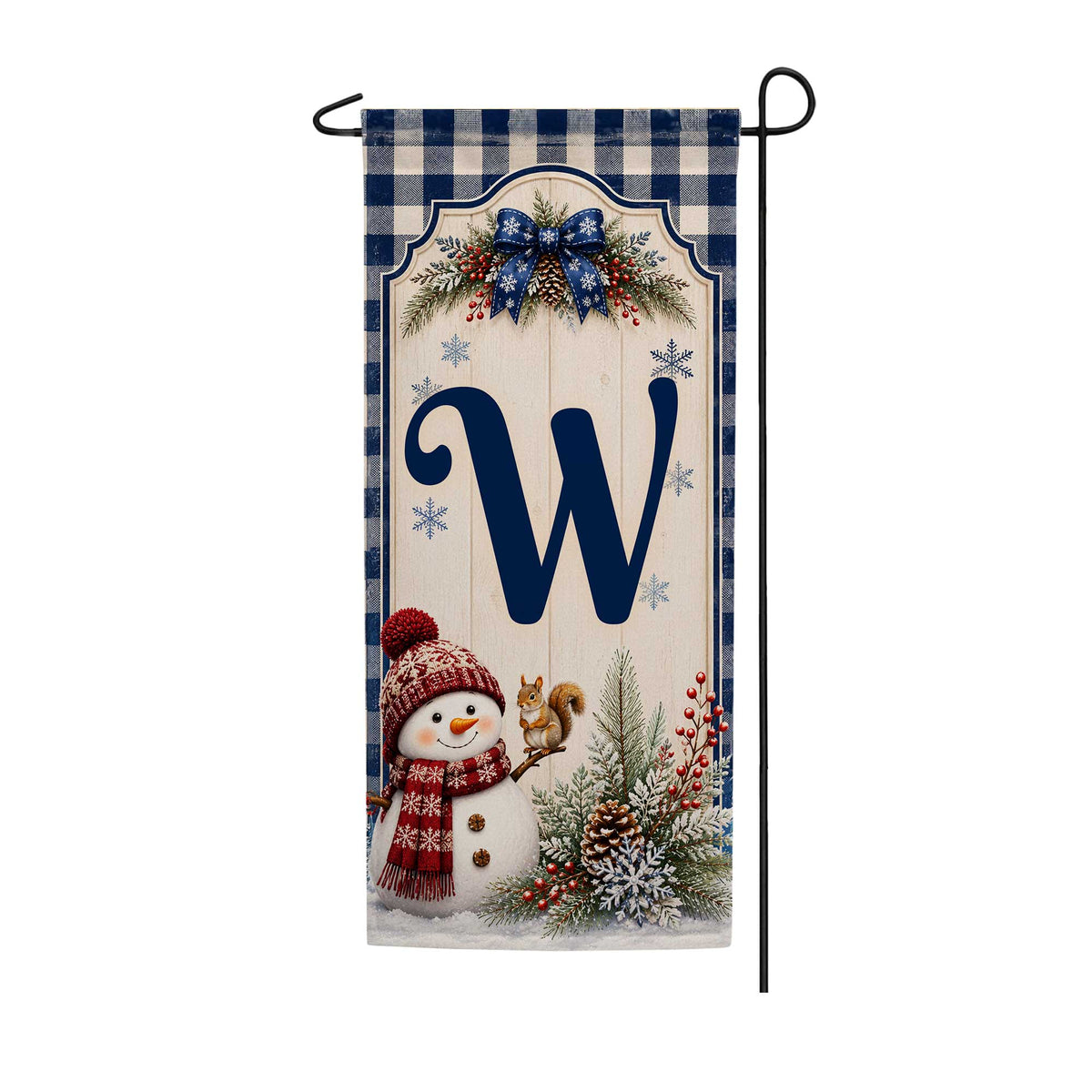 America Forever Winter Snowman Monogram Banner Flag