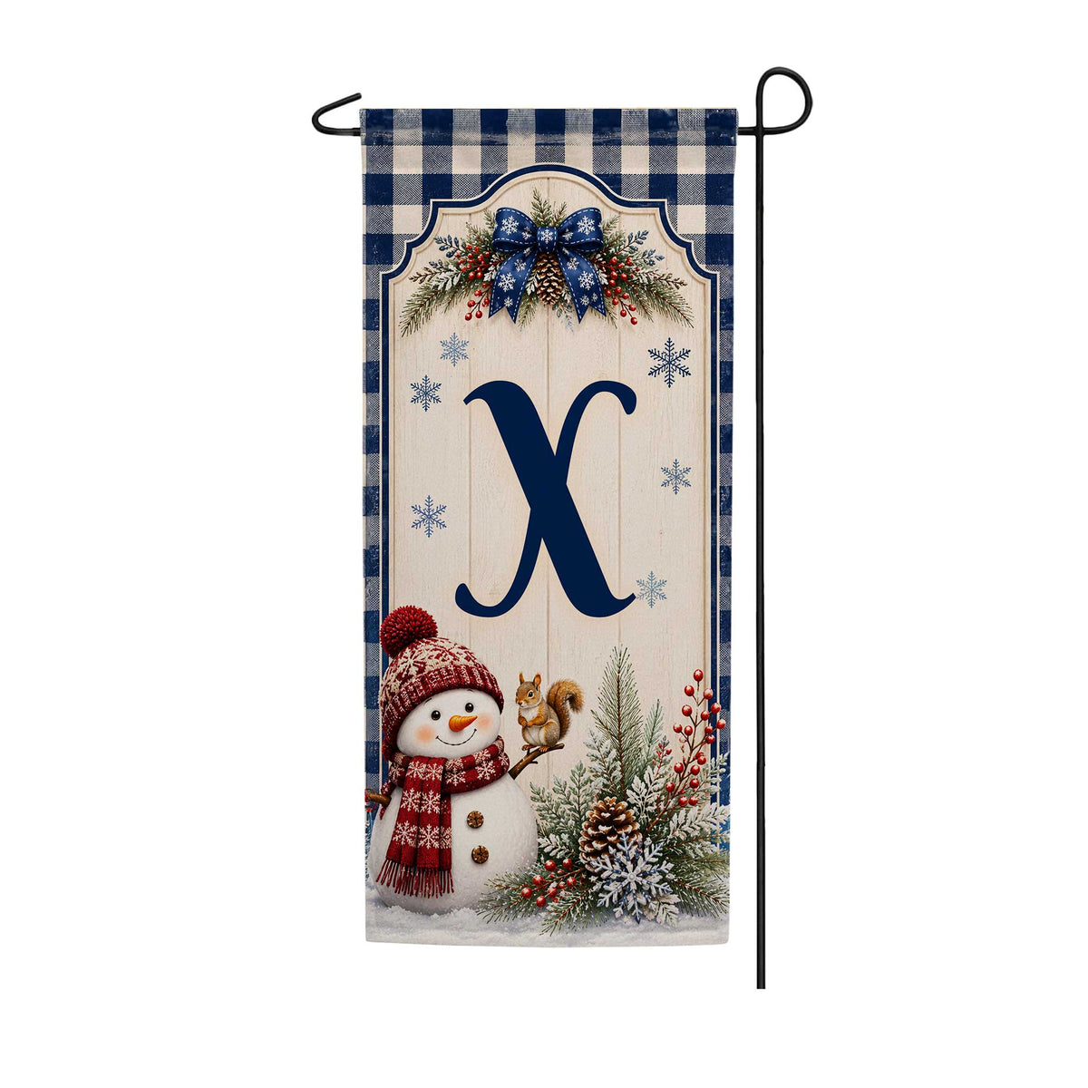 America Forever Winter Snowman Monogram Banner Flag