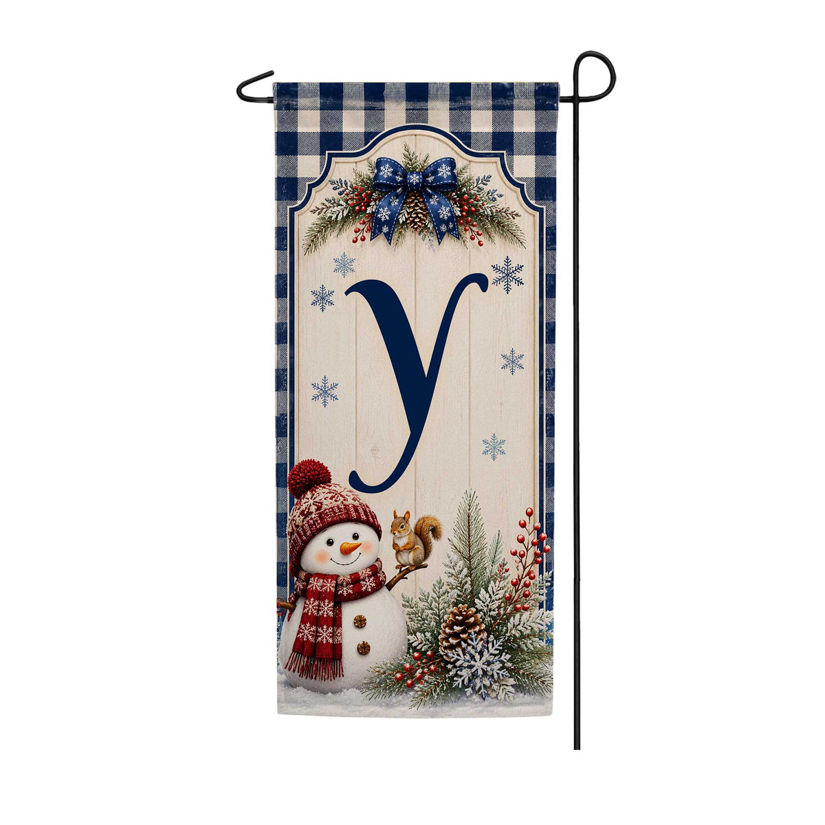 America Forever Winter Snowman Monogram Banner Flag