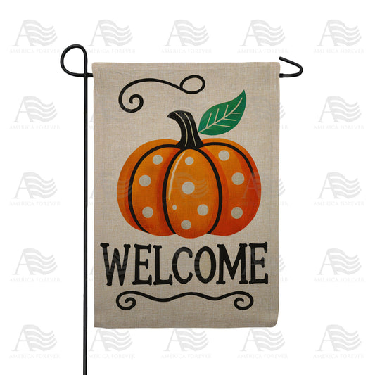 America Forever Welcome Pumpkin Burlap Garden Flag