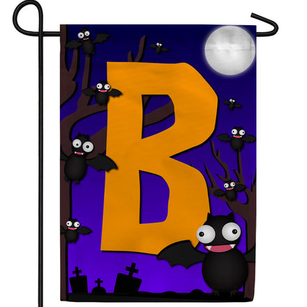 Crazy Bat Party Monogram Garden Flag