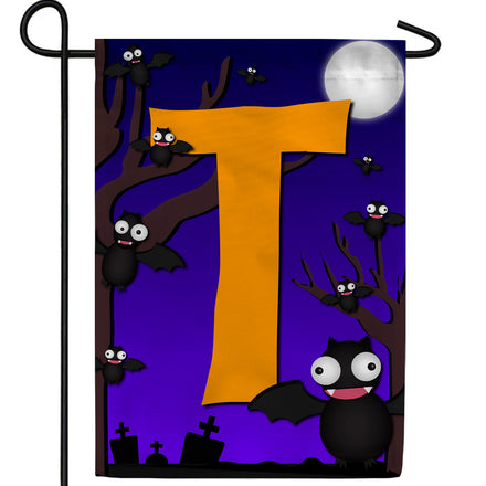 Crazy Bat Party Monogram Garden Flag