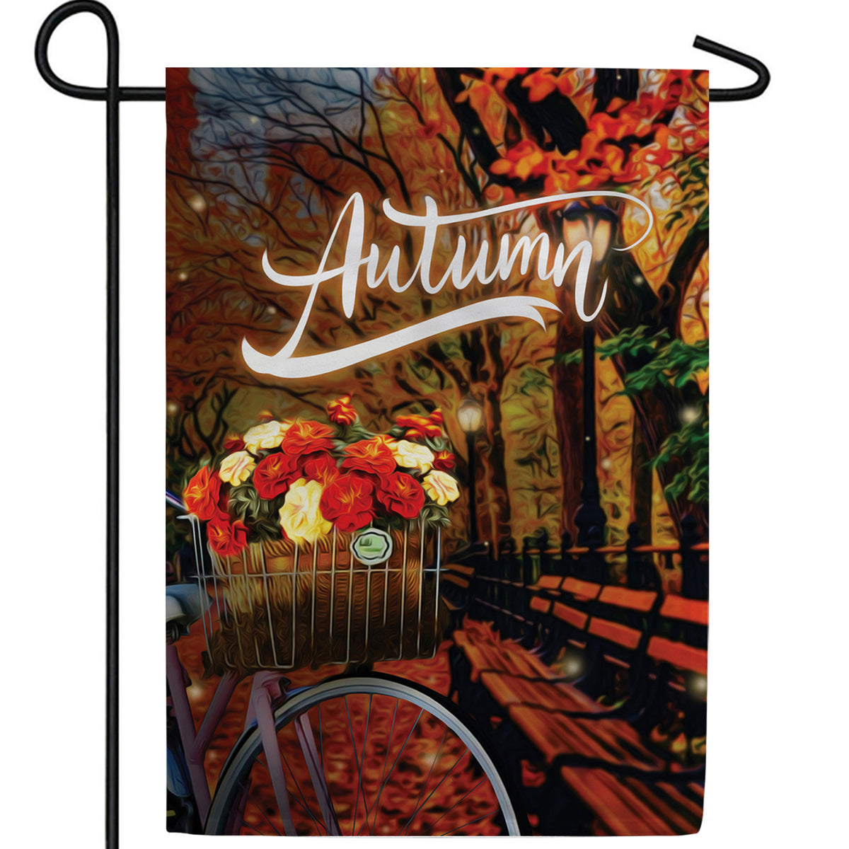 America Forever Autumn Night Bike Ride Garden Flag
