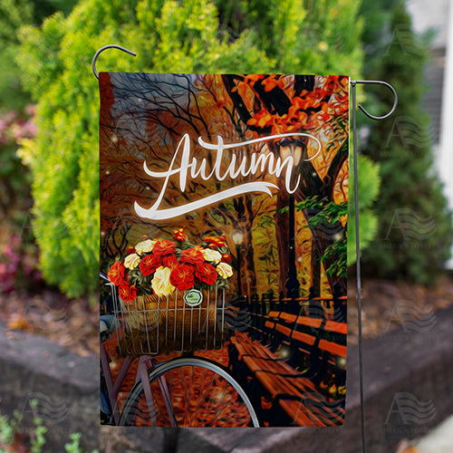 America Forever Autumn Night Bike Ride Garden Flag